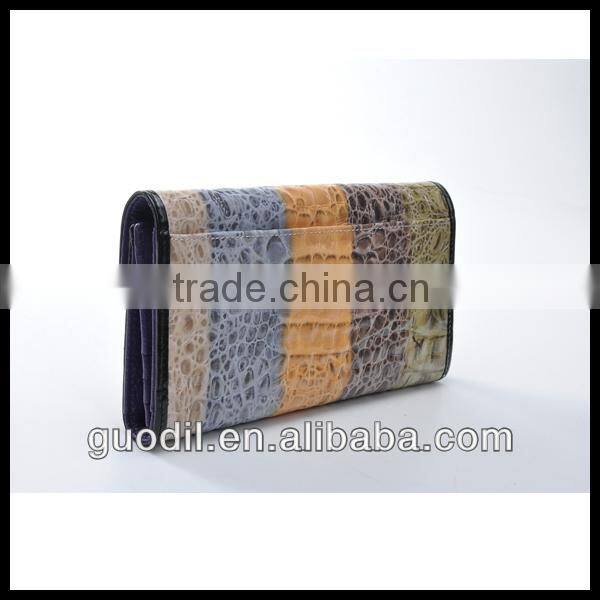 new arrival Genuine leather lady wallet, colorful crocodile leather wallet for wholesale