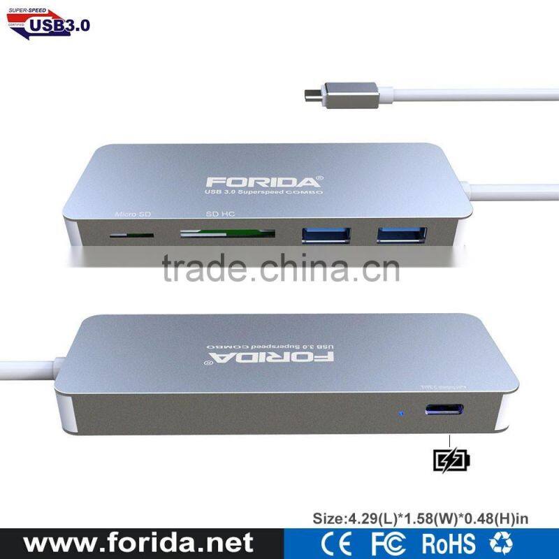 New design Aluminium housing usb c hub and card reader combo for macbook