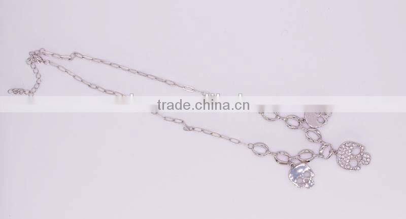 Gold Plated Crystal Long Skull Necklaces Pendants Wholesales Fashion Jewelry for women and Men GJ-105