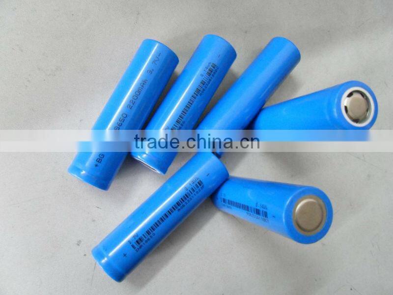 Lithium Ion 18650 3.7V 2200mAh cylindrical rechargeable batteries