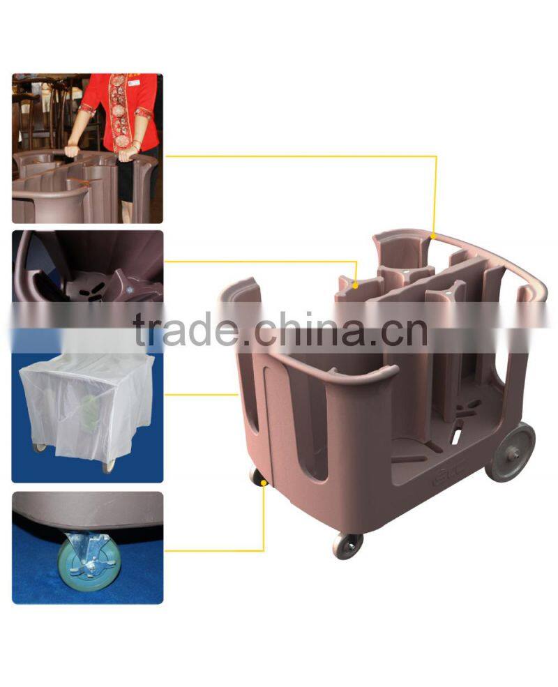 SCC brand LLDPE adjustable dish cart used in hotel & restaurant