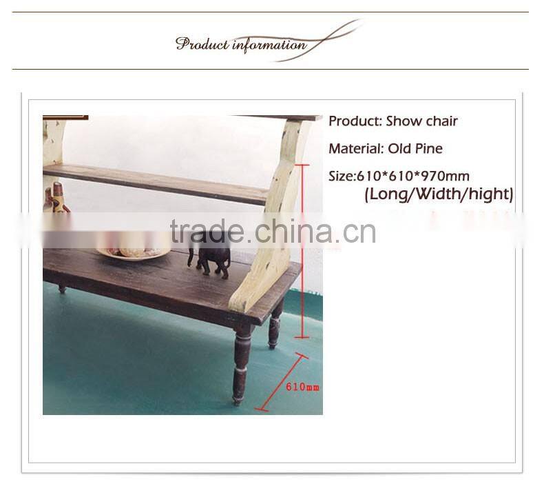 Pine and plywood design two-layers chair and table display stand for art crafts