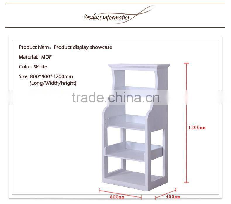 MFD wood white colour 4-Ply display showcase makedup/cosmetic display stand