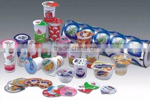 Good quality with embossing aluminum foil lid for heat seal yoghurt plastic cup