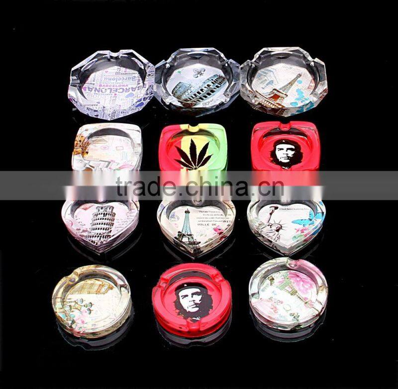 Crystal glass ashtray with logo for gift promotion
