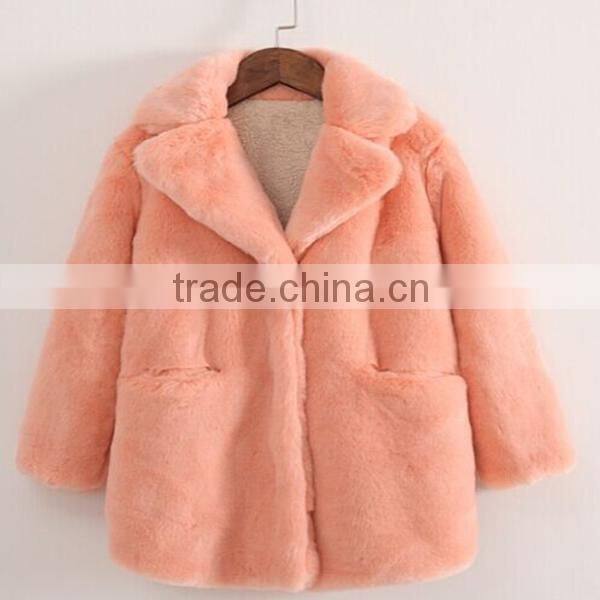 girls long winter fake fur coat trench coat wholesale