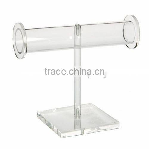 single clear T shaped pipe smooth surface acrylic bracelet holder/bangle holder/acrylic jewelry holder with screw