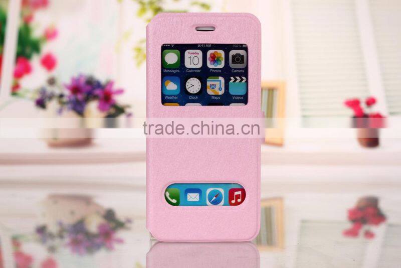 High Quality Flip PU Wallet Leather Case With Double Window For iPhone 5 5s