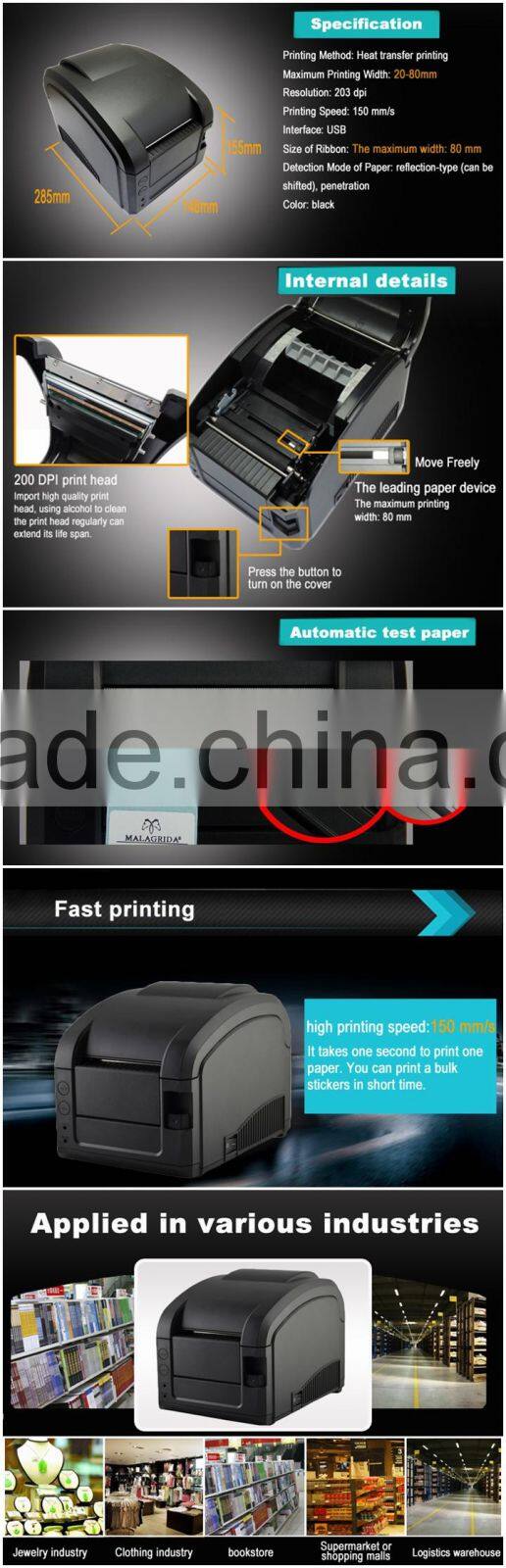 3 inch Thermal Label Barcode Printer USB USPS Shipping Lable ITPP039