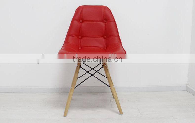 leather side chair/wood leg dining room chair