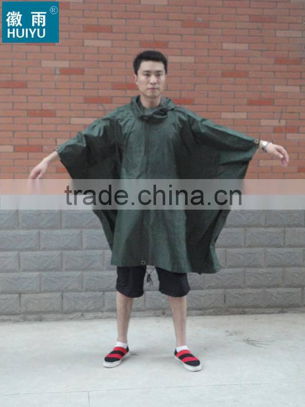 OEM factory 100% polyester or oxford raincoat army rain poncho military outdoor workplace bicycle motorcycle raincoat