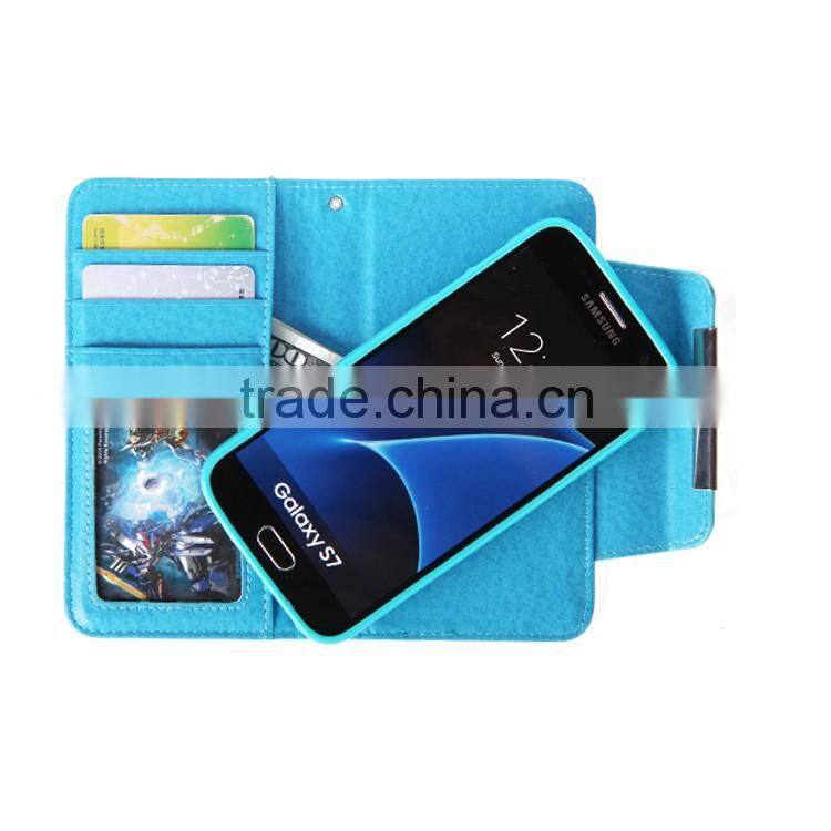 2016 Wholesale Premium Leather Mobile Phone Flip Cover Case / Card Slots 2 in 1 Case for Samsung Galaxy S7 S7 edge