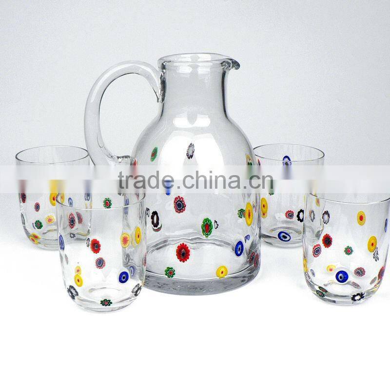 Set 5 Glass Wine Decanter set with decal