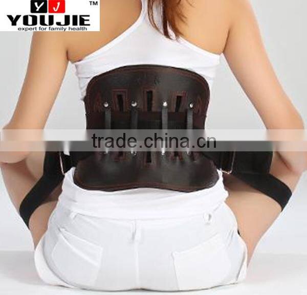 Youjie leather magentic lumbar back brace support posture correction