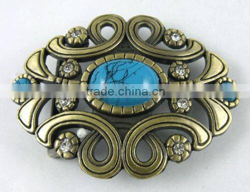 nickle free fashion pin buckle with filigree details and gems
