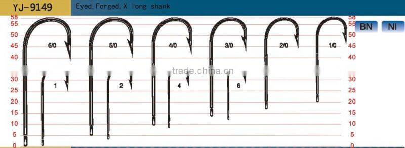 high quality high carbon steel long shank fish hook,aberdeen fish hook 9149