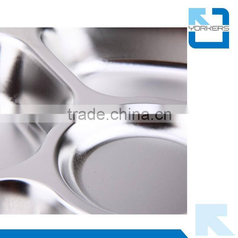 3 compartment stainless steel food tray plate
