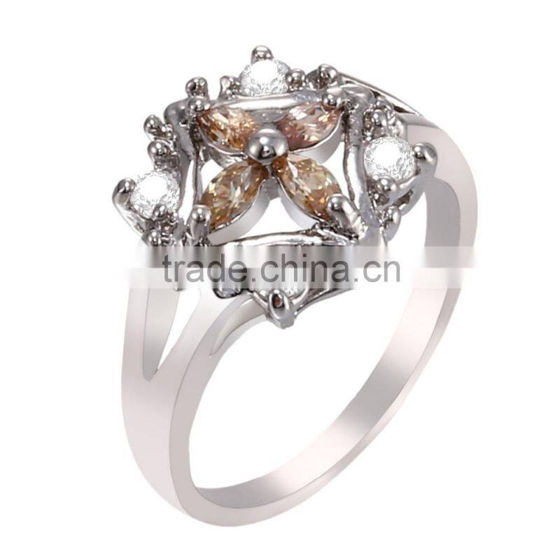 Elegant Women Purple Cubic Zirconia Flower Shaped Women Engagement Ring