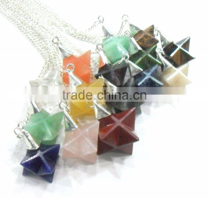 Yellow Aventurine Merkaba Star Metal Cap Pendulum : Wholesale Merkaba Pendulum