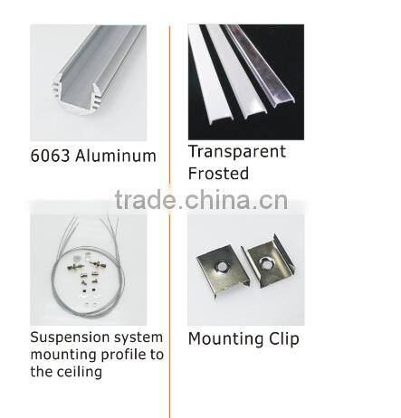 2016 Frosted PC cover recessed Linear LED aluminium profile for led strips lighting project