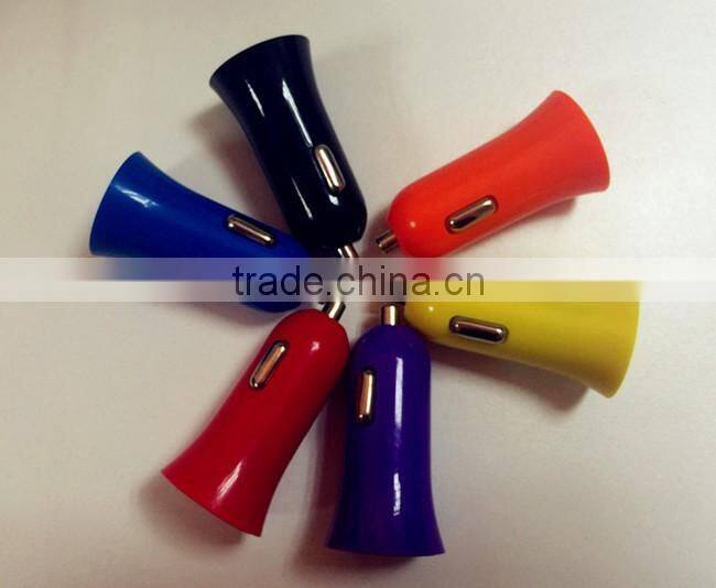 Colorful trumpet single usb car charger , universal 5V phone car charger