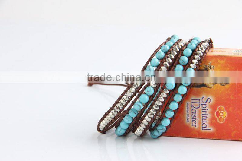 Pure natural turquoise bracelets lady national wind string Multilayer collocation is pure manual