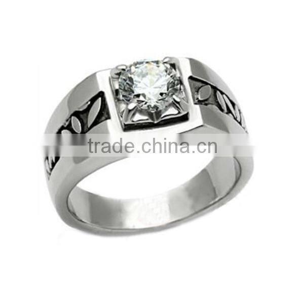 Dongguan jewelry Casting cz stainless steel rings China factory direct wholesale jewelry stainless steel cz ring