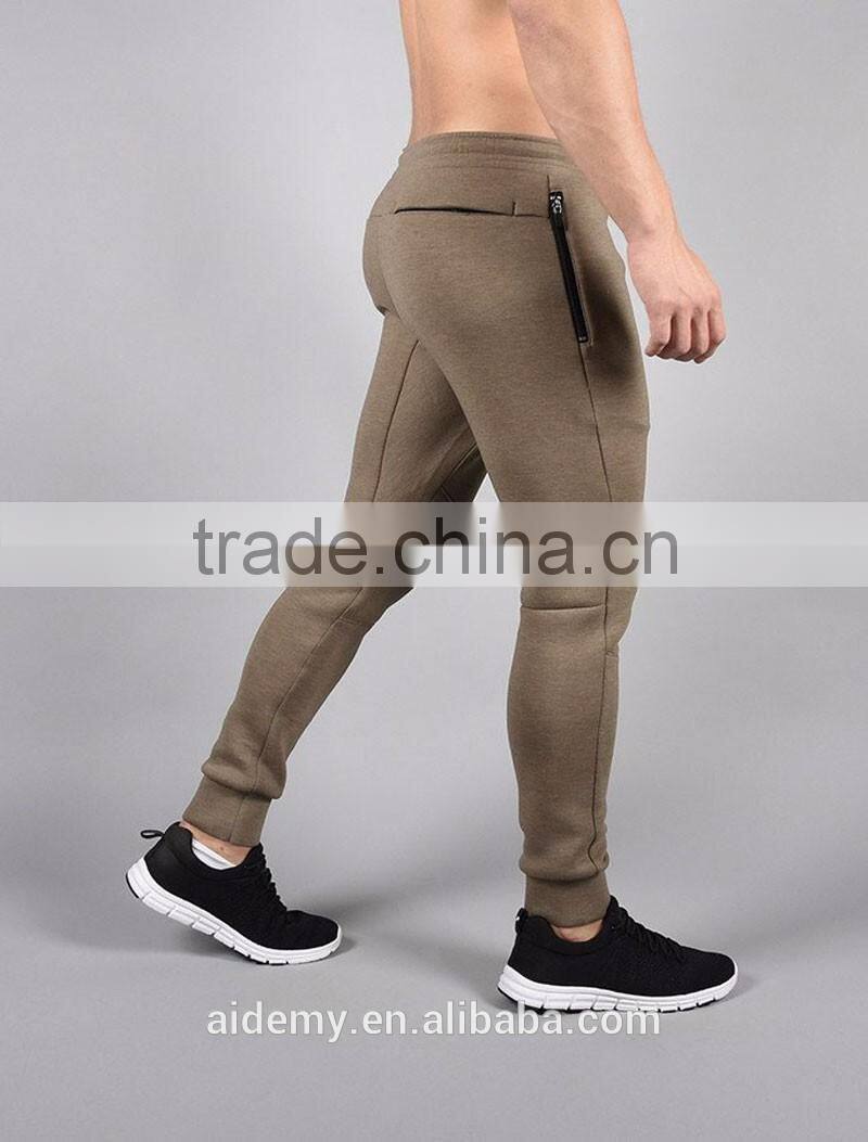 Fashion zipper pocket gym fitness joggers mens fleece jogger pants