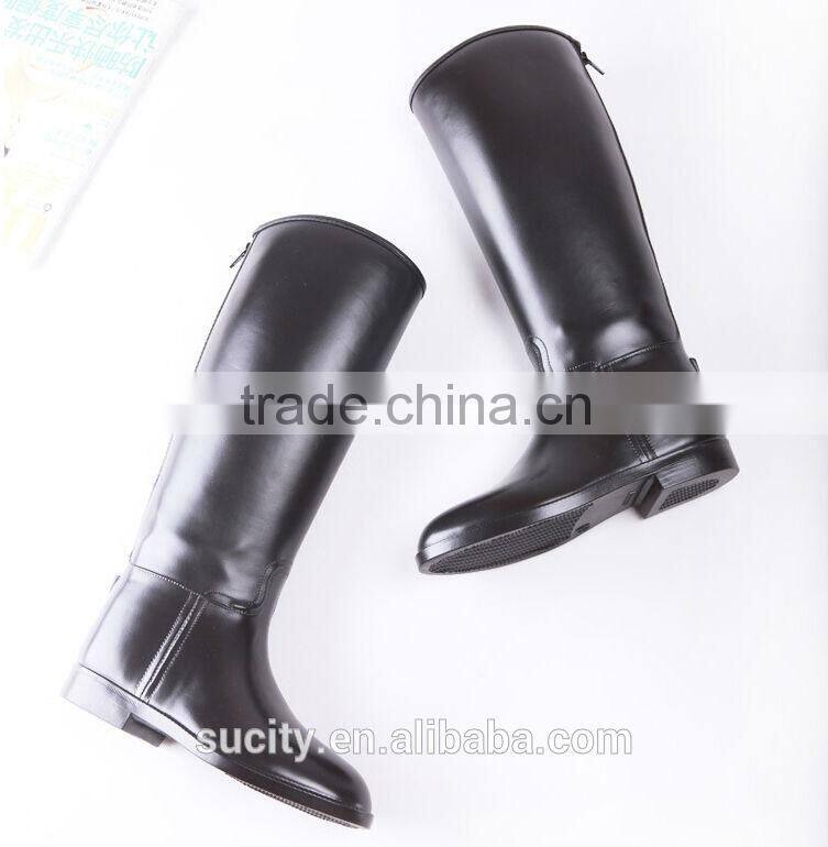 clear solid color black women rubber rain boots with back zipper