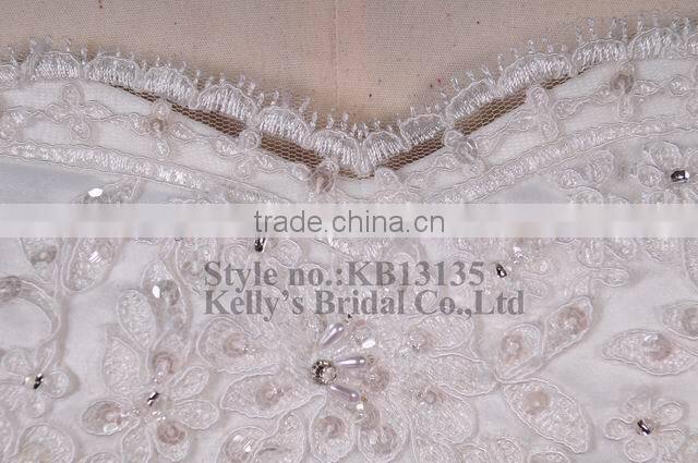ivory lace crystal embellishment mermaid organza wedding dress 2013