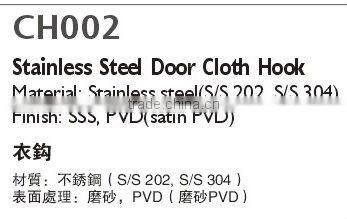 CH002 Stainless steel single Door Cloth coat hanging Hook