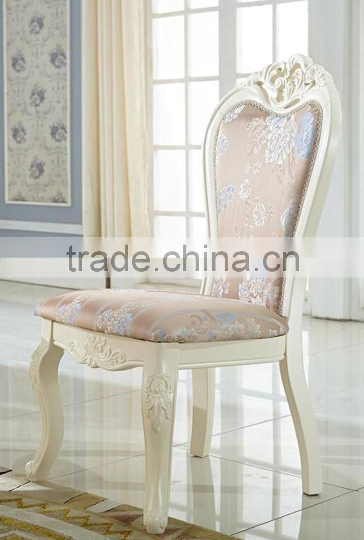 Royal european style dining room chair wood carved armless dining chair with oval tufted leather back