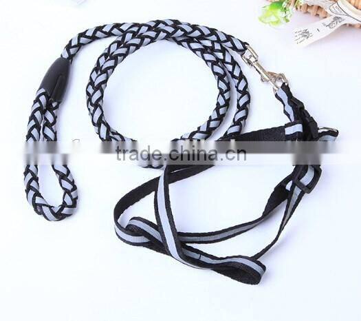 Outdoor safety led flashing dog leash , pet dog harness and leash set ,led retractable dog leash