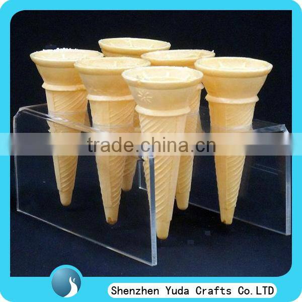 Clear plexiglass ice cream cone display holder case plastic ice cream cone holders