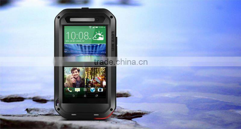 LOVE MEI Powerful Metal & Silicone & Gorilla Glass LOVE MEI Hybrid Case for HTC E8