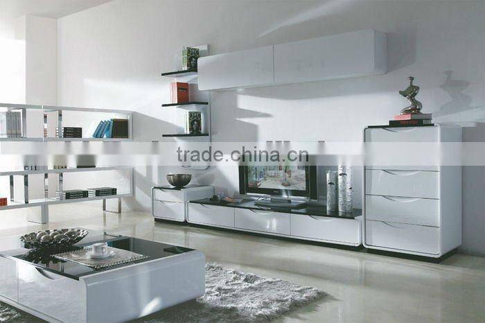 Black and white functional high glossy TV STAND 1606