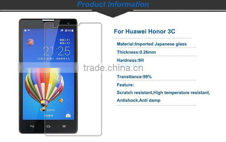 top quality premium tempered screen protector for huawei honor 3C G740/Mobile Phone Use mirror protector smart mobile