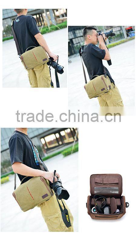 2015 new design outdoor canvas camera shoulder bag dslr camera bag