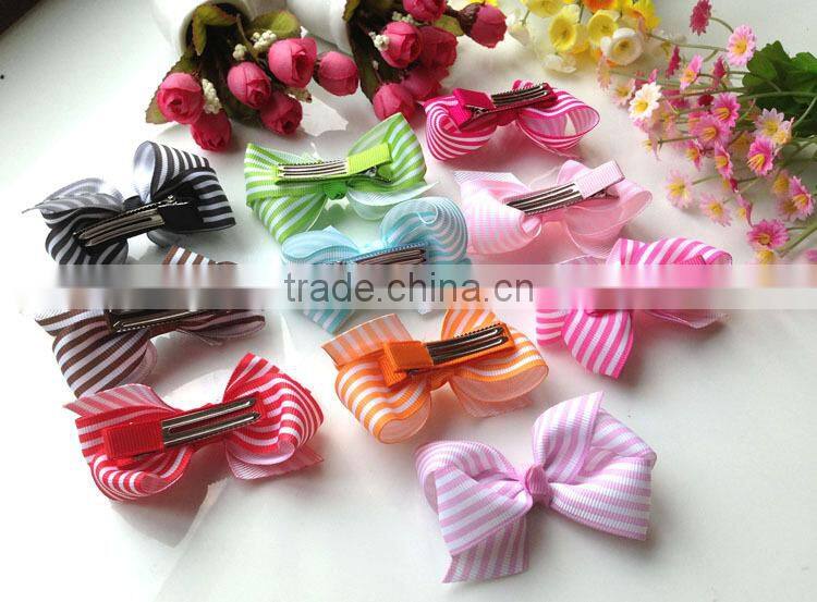 Cute Baby Bow Ties Grosgrain Ribbon Stripe Baby Hair Bow