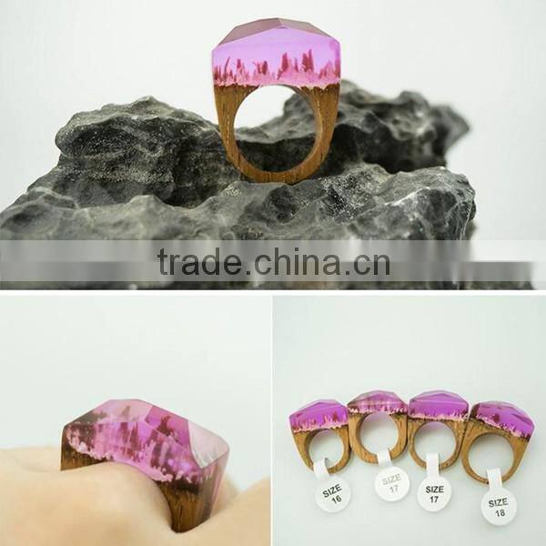 christmas promotional gift 2016 miniature landscapes for women jewelry secreted wooden rings