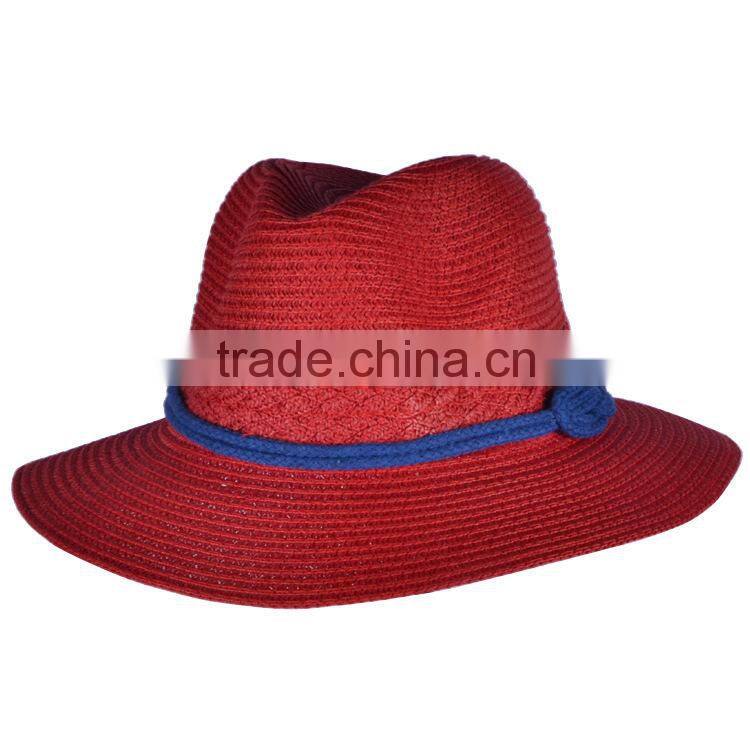 men & women red fedora straw hat