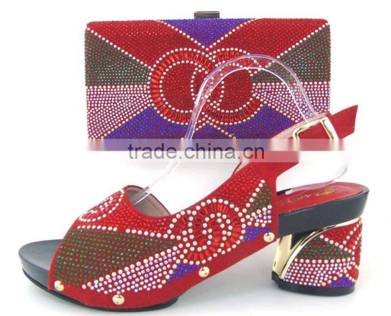 Italian matching shoes and bags stone design shoes mix women hand bag