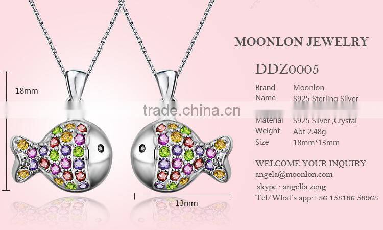 Hot Sale Popular Fish Jewelry With Colorful Gemstones Necklace Pendants