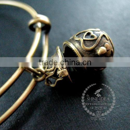 vintage bronze antiqued nut prayer box bird white shell leaf heart wish charms fashion women wiring bangle bracelet 6450034