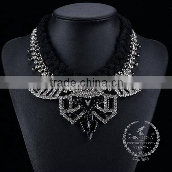 high quality vintage colorful rhinestone chunky statement necklace tin alloy fashion women pendant necklace 6390049