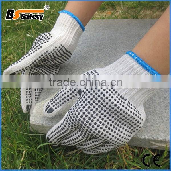 BSSAFETY double PVC dotted cotton knitted hand job gloves