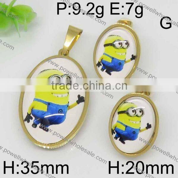 Hot gold color cartoon style jewelry set china stainless steel jewelry wholesale