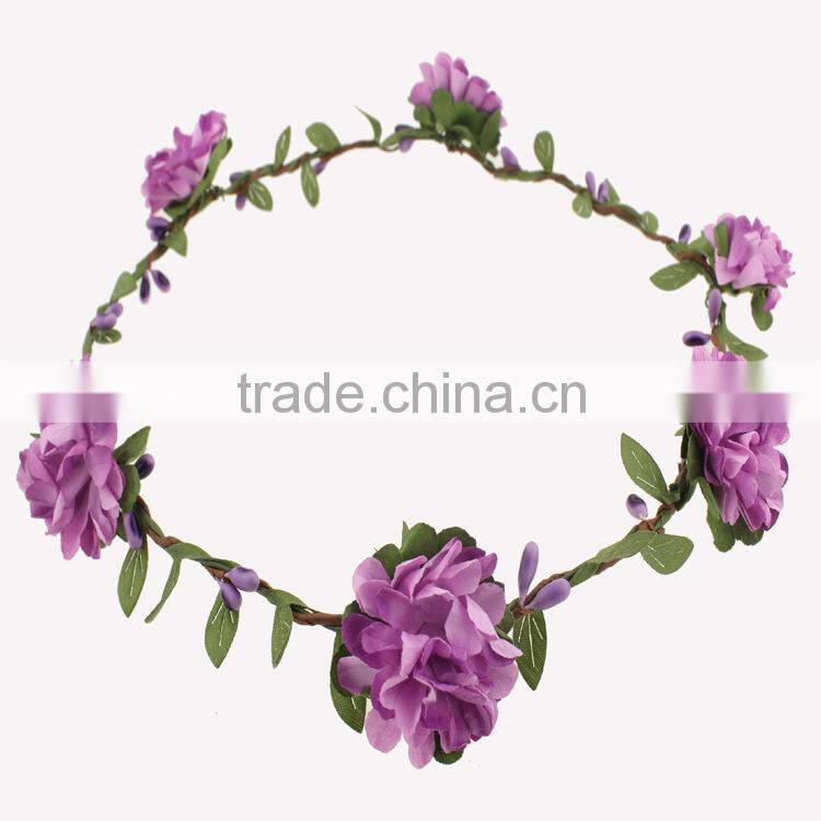 Fashion chrysanthemum hairband ,bohemian style flower tiara/crown wedding headband for bridal