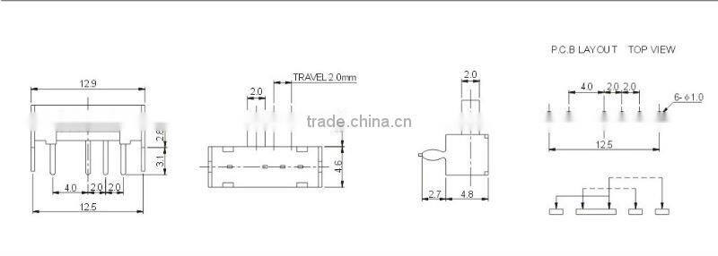 Sk-13D01(1P3T) mini 1p3t slide switch