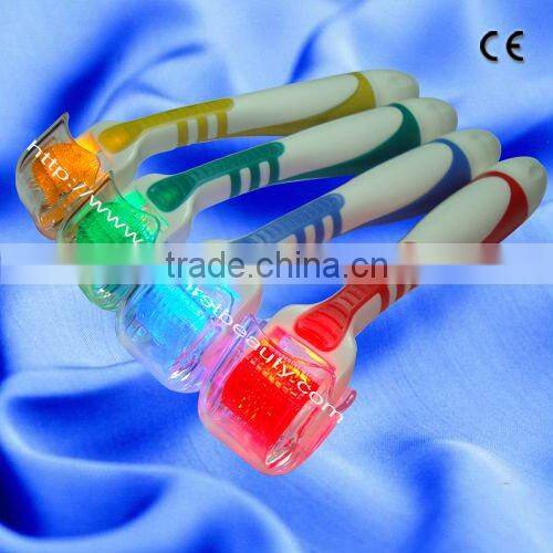 633 nm high energy narrow spectrum photon therapy red LED light derma roller for skin care